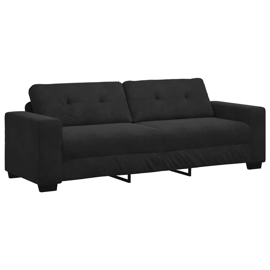 Sofa Set with Cushion 3 pcs Black 221 x 78 x 80 cm Velvet